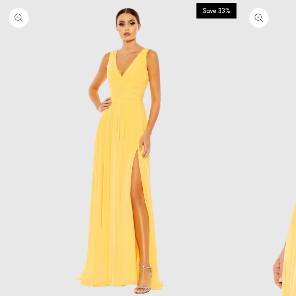 Mac Duggal Butter Yellow Maxi Dress
